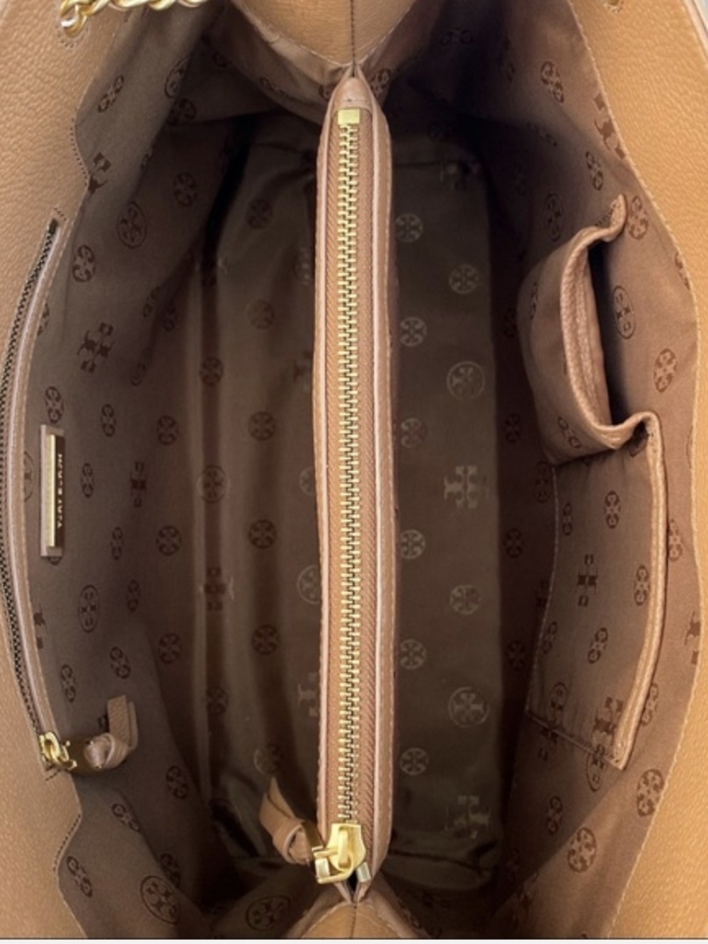 Tory Burch Britten Triple Compartment Tote in Bark Women's Shoulder Bag - Picture 2 of 8